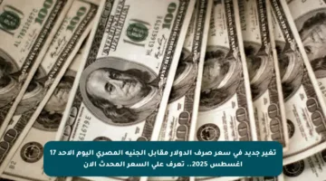 تغير جديد في سعر صرف الدولار مقابل الجنيه المصري اليوم الأحد 17 أغسطس 2025.. تعرف على السعر المحدث الآن